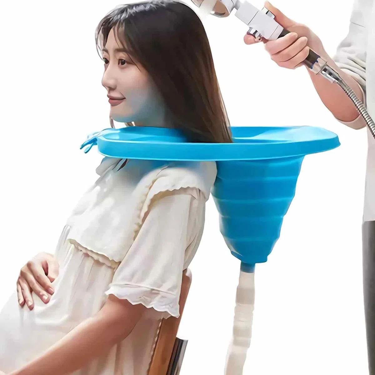 Lavatesta Portatile Per Parrucchieri Quadrato Con Doccetta Per Lavandino Universale,Design Ergonomico È Utilizzato Come Lavatesta Per Disabili Altezza Regolabile E Tubo Di Scarico Retraibile