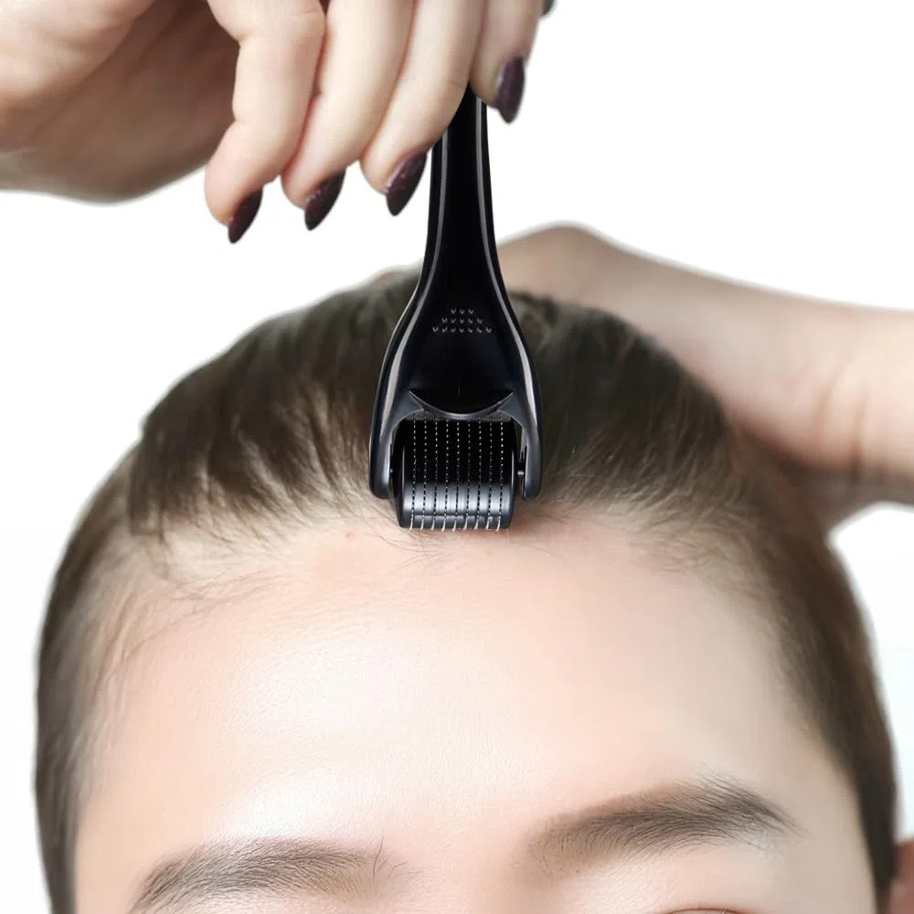 2 Pezzi Derma-roller Capelli Viso 0.5mm e 1.0mm Microneedling 540-Aghi Titanio Hair Micro-Ago Roller Derma Rullo Microneedle Uomo Donna Per Perdita Capelli Cicatrici Acne Smagliature