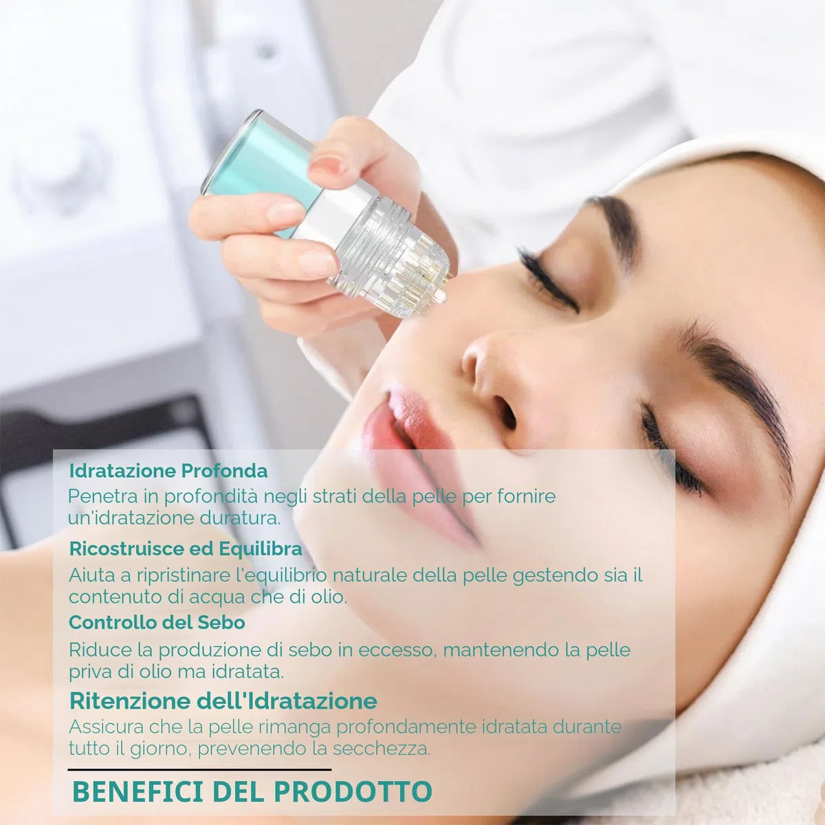 Set di Sistema di Infusione con Microneedling, incluso Hydra Needle da 0,5 mm 1 pezzo, 2 Testine di Ricambio e 3 Fiale di Siero Anti-Invecchiamento da 5 ml, Trattamento Anti-Invecchiamento