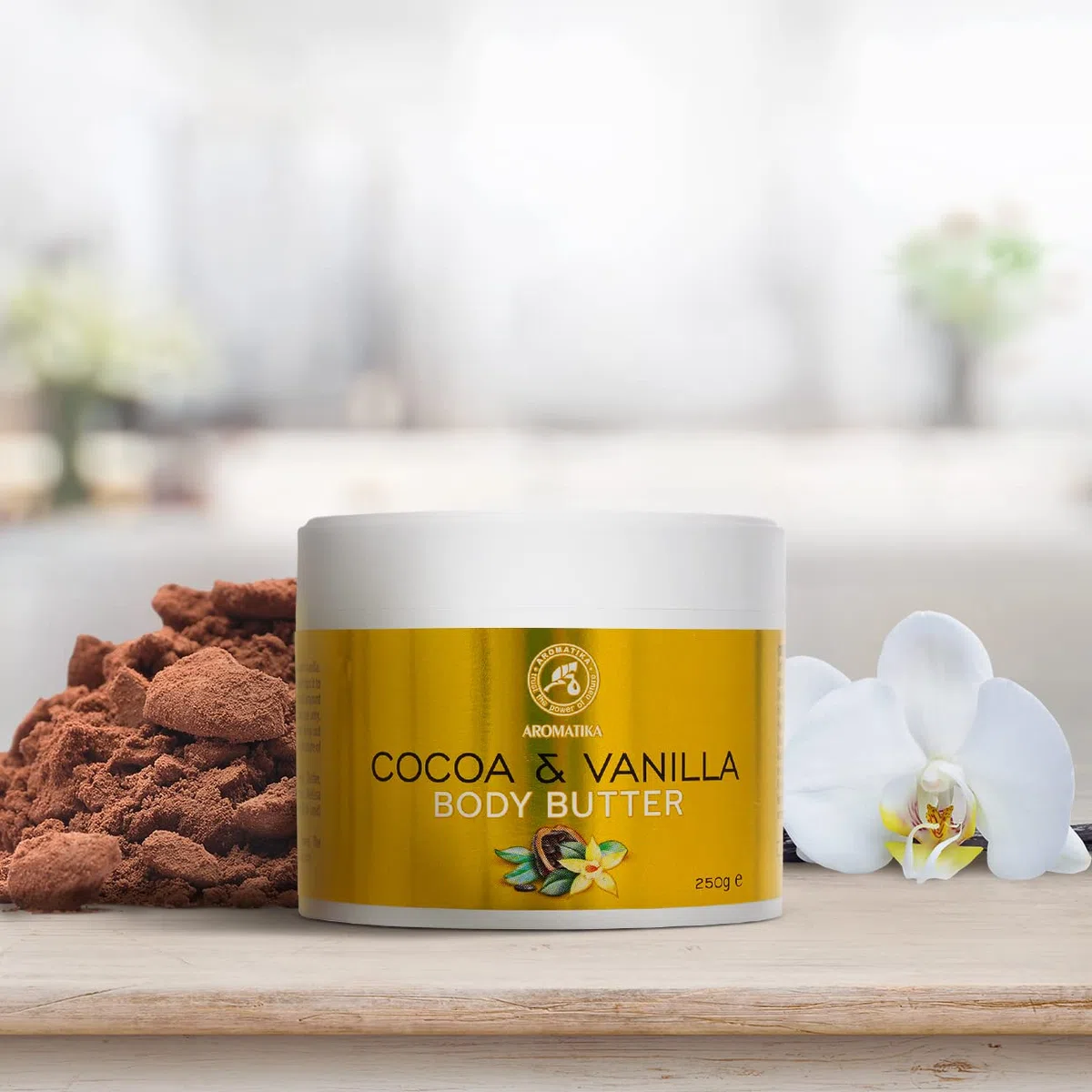 Cocoa & Vanilla Butter 250g - Burro per Corpo al Cacao & Vaniglia - Crema Idratante Naturale per il Corpo - Trattamenti Multiuso - Burro per Massaggi - Crema Mani e Corpo a Base di Burro di Cacao