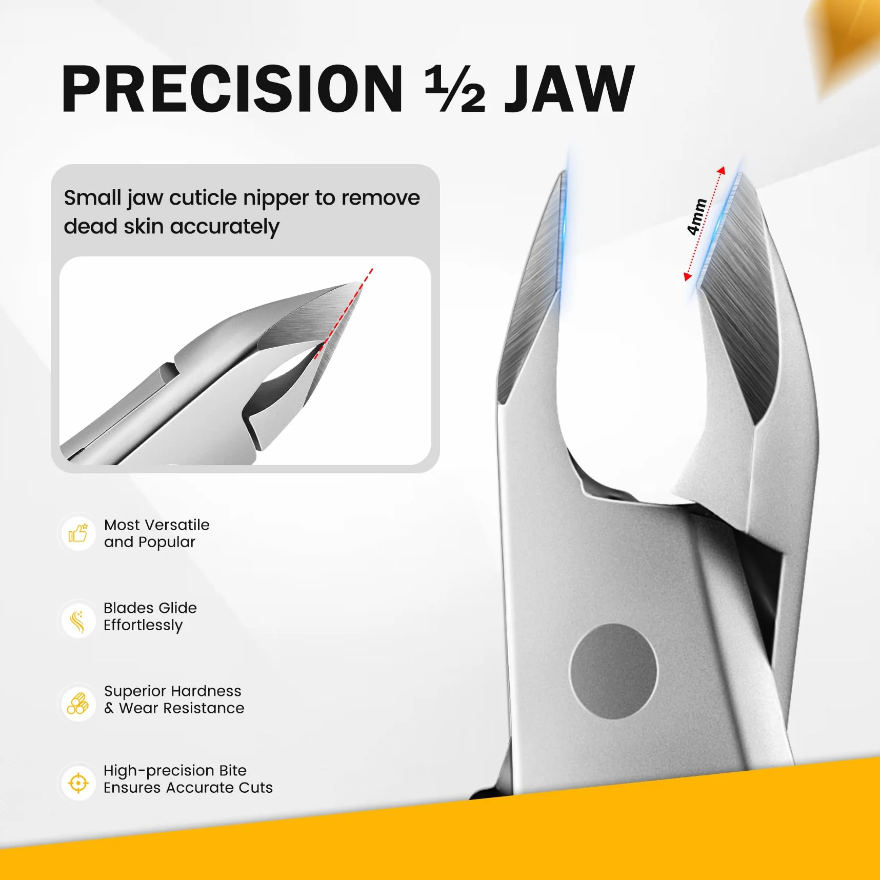 BEZOX Tronchesino Cuticole Professionale in Acciaio Inossidabile cuticola Per Manicure e Piedi, Pinza con Impugnatura Antiscivolo