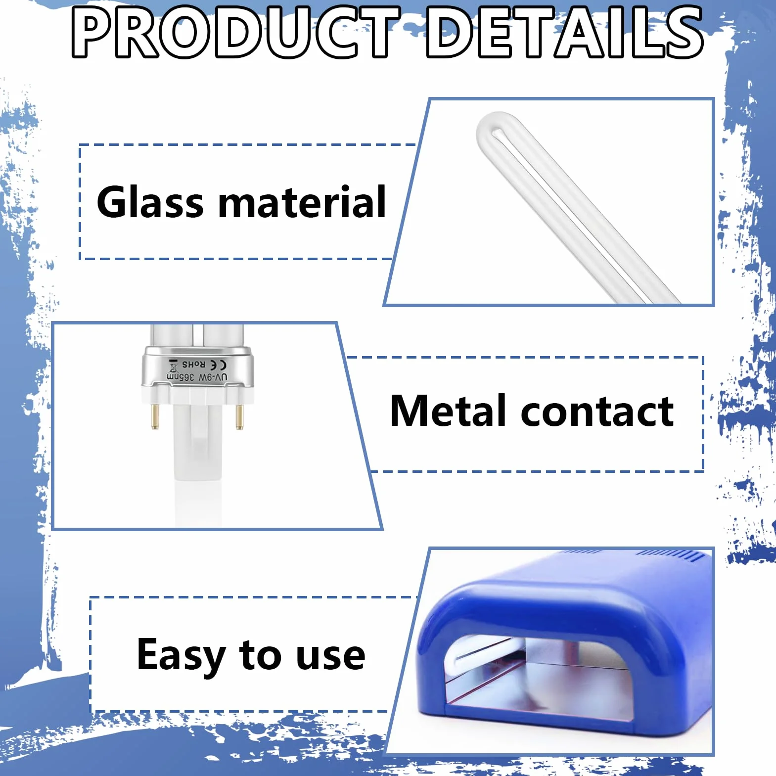 4 lampadine di ricambio per asciugatrice per unghie, 9 W, 365 NM, tipo elettronico, lampade UV per unghie in gel, luce a U V per unghie fai da te
