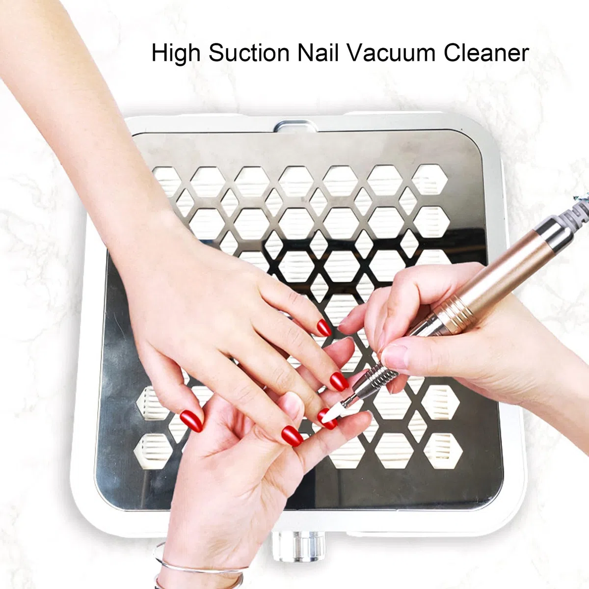 Aspiratore per Unghie Potente 60 W, Aspiratore Elettrico Silenzioso Senza Spazzole 4500 Giri/min Senza Filtro Separato per Polvere Nail Tech Aspirapolvere per Casa e (Spina