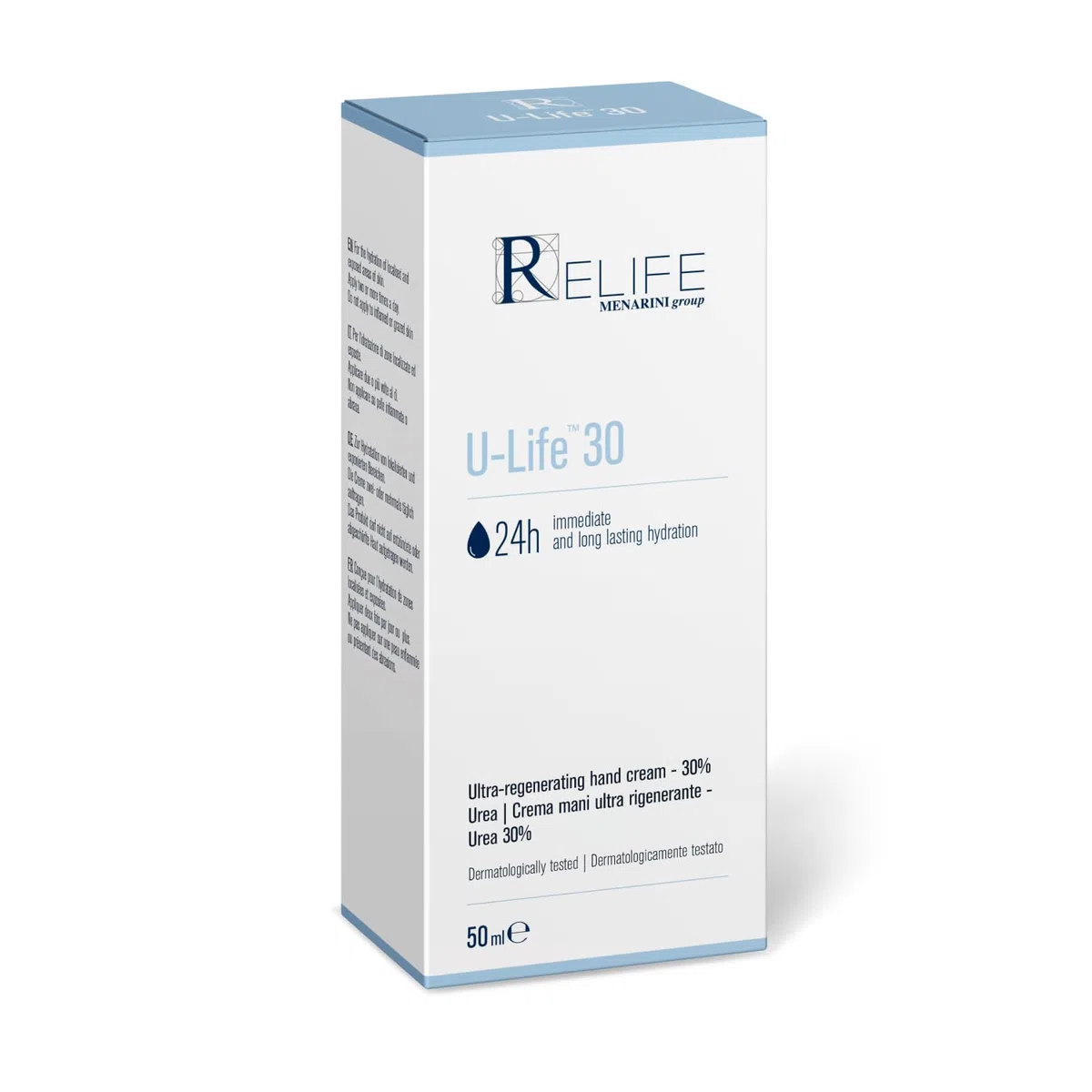 Relife U-Life 30 - Crema mani ultra rigenerante con azione protettiva per l'idratazione di zone localizzate ed esposte con Urea al 30% e Glicerina. Crema da 50 ml