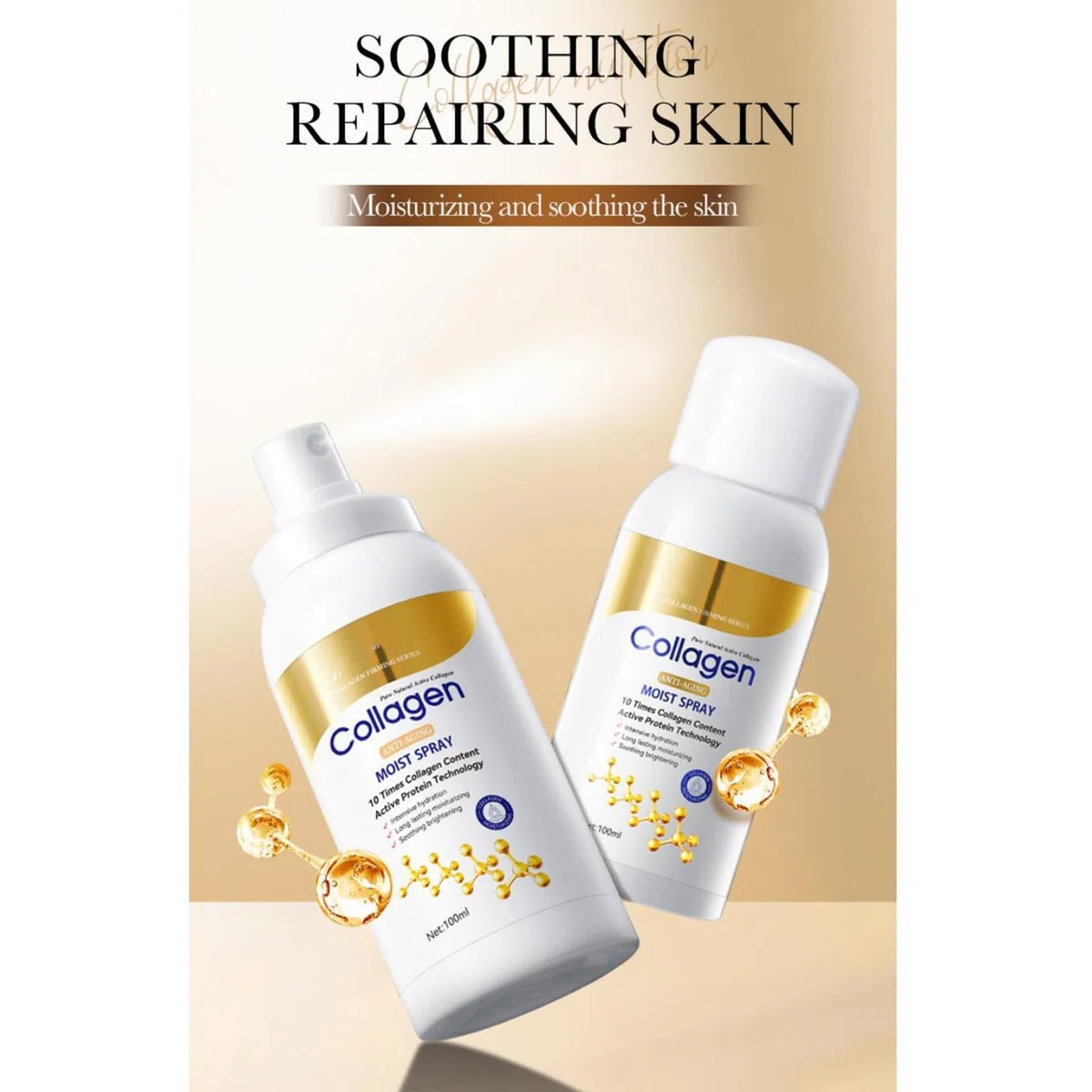 Collagen Siero spray per viso, spray per collagene con acido ialuronico, idratazione istantanea di plumping per corpo e viso, anti-rughe e anti-invecchiamento, tutti i tipi di pelle