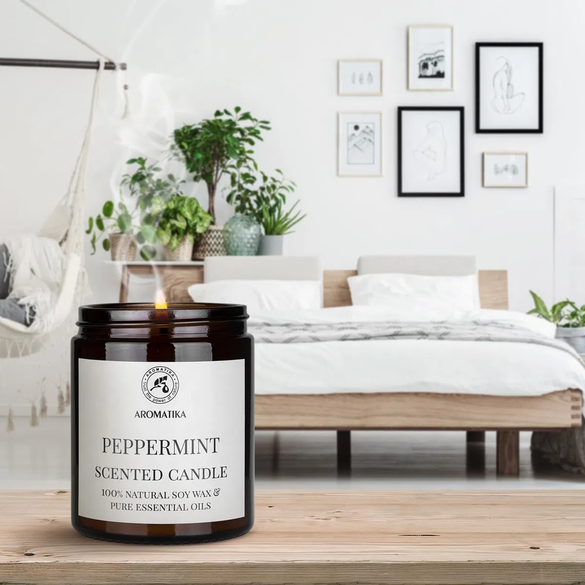 Candela Profumata di Menta Piperita 150g - Olio Essenziale al 100% di Menta Piperita - Candela Alla Cera di Soia - Aromaterapia - Candela Regalo - Fresca Fragranza - Idea per il Compleanno - Natale