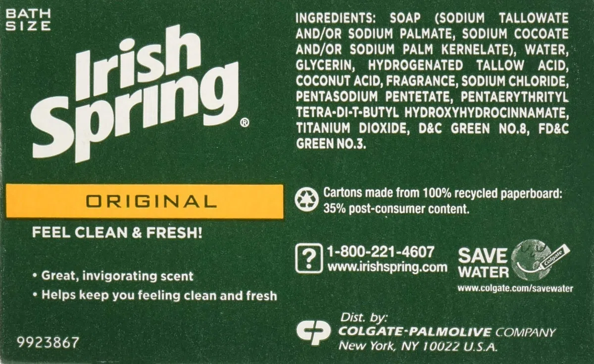 Primavera irlandese 035000141101 SOAP bar deodorante originale, 113g, confezione 8