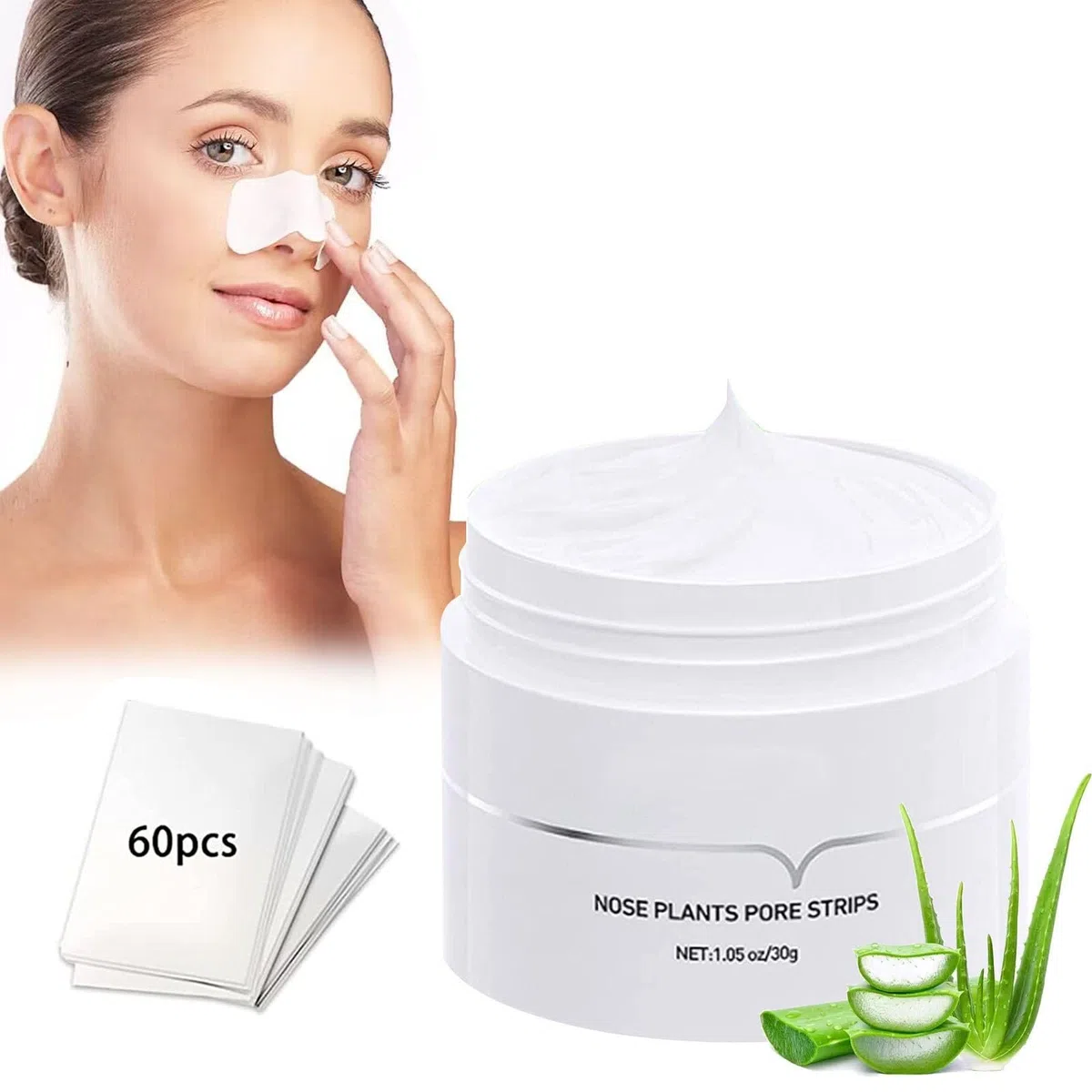 Maschera Punti Neri Rimozione, Blackhead Remover, per Viso, Cerotti Naso, Strisce Rimuovi Punti Neri, Deep Cleansing Pore Strips With 60 Sheets Papers, 30g