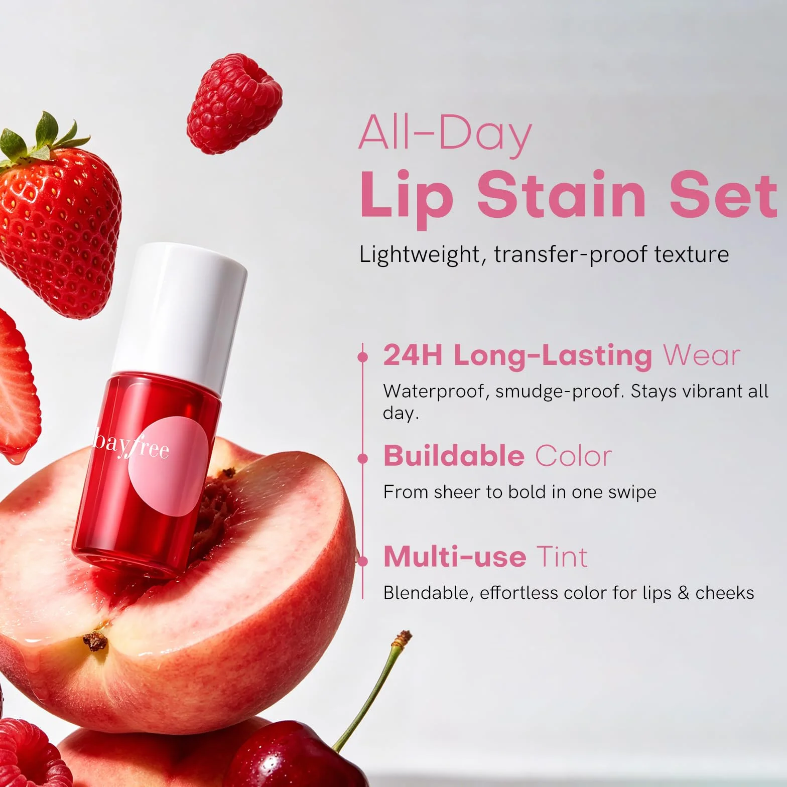 bayfree 7PCS Lip Tint Stain Set, Tinta Labbra Lunga Durata, Impermeabile, Non Appiccicosa, Resistente allo Sbavamento, No-Transfer, Finitura Opaca (Fruit Land)