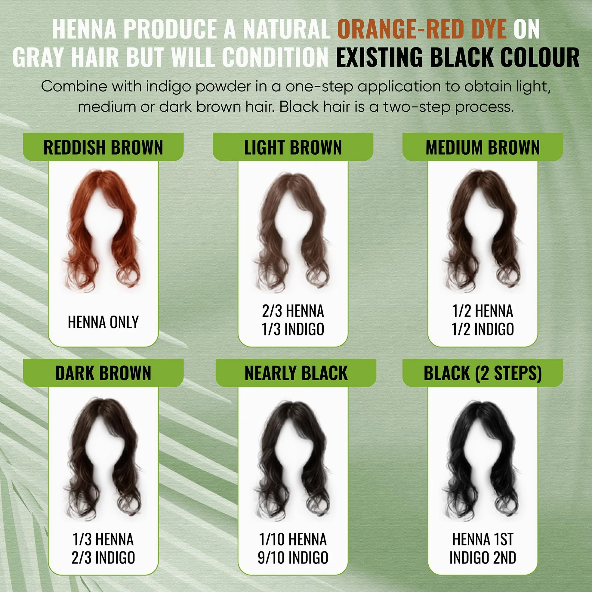 Davis Finest Polvere di Indaco Organico per capelli, senza PPD 250g, Tinta per capelli naturale senza sostanze chimiche marrone/nero, vegana