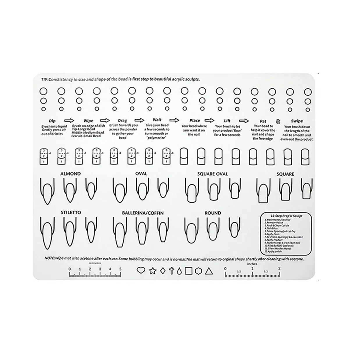 1pz Tappetino in Acrilico per Allenamento per Unghie, Tappetino per Manicure, Pieghevole, Lavabile, per Tavolo, per la Pratica dell'applicazione di Strumenti per Manicure (U72-1)