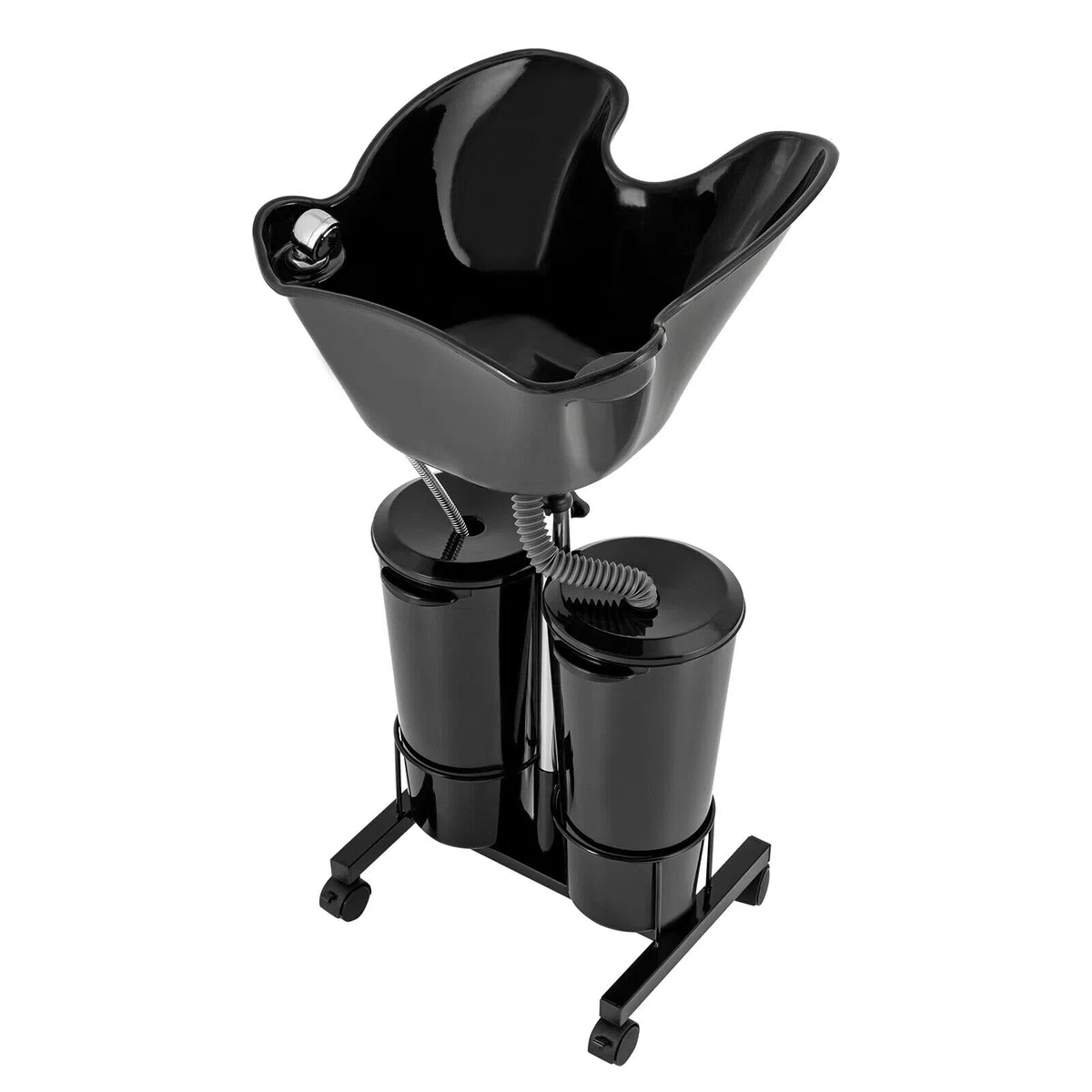 Lavandino portatile da parrucchiere con 2 secchi d'acqua, lavabi retromarcia, regolabile in altezza, portatile, per la casa, salone, parrucchiere, nero