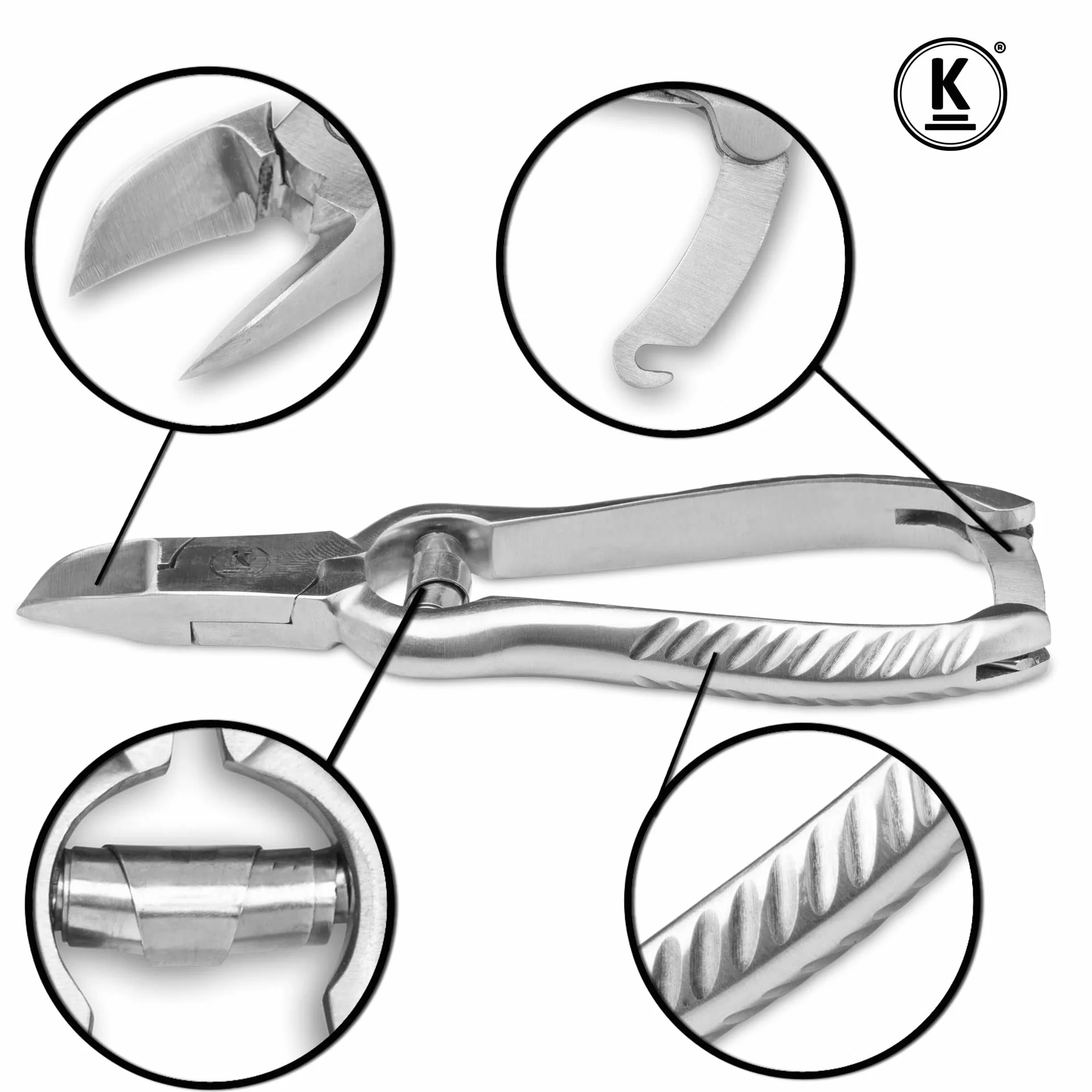 K-Pro Pinza per unghie in acciaio inox extra forte, dura e spessa