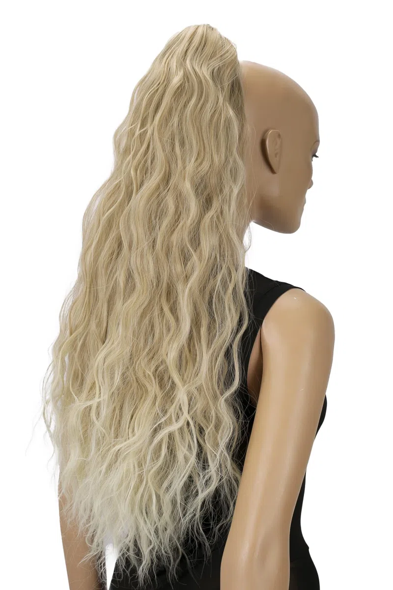 CAISHA 70 Extra Lungo Voluminoso Ondulato Coda Di Cavallo Parrucchino Fibre Sintetiche Resistenti Al Calore Con Clip A Farfalla Mix Biondo Chiaro H718