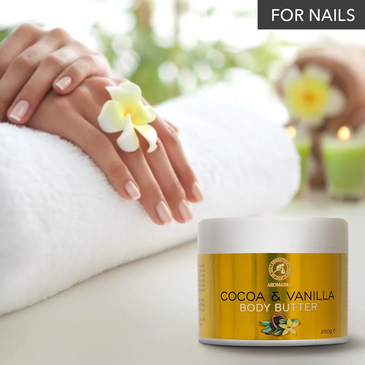 Cocoa & Vanilla Butter 250g - Burro per Corpo al Cacao & Vaniglia - Crema Idratante Naturale per il Corpo - Trattamenti Multiuso - Burro per Massaggi - Crema Mani e Corpo a Base di Burro di Cacao