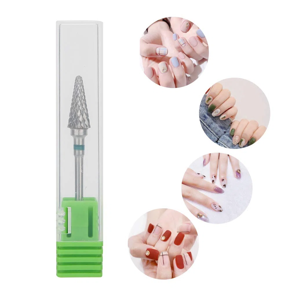 Nail Drill Bit, Punta Professionale Forma Conica, Punta per Manicure in Acciaio al Tungsteno per Manicure, Pedicure, Rimozione Gel, Semipermanente, Acrilico, Nail Art Grana Medium(Etichetta verde)