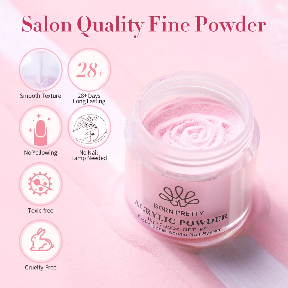 BORN PRETTY Set di Polveri Acriliche per Unghie, 30ml di Polvere Acrilica per Unghie Colore Bianco Rosa Chiaro e Liquido 60 ml di Acrilico liquido, Kit con 5 Pezzi Pennello Acrilico