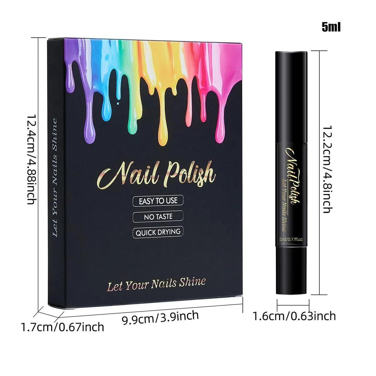 Penna per unghie, polarizzata, a base d'acqua, lucida, senza lampada, per fai da te, manicure, disegno, asciugatura rapida, accessorio di bellezza alla