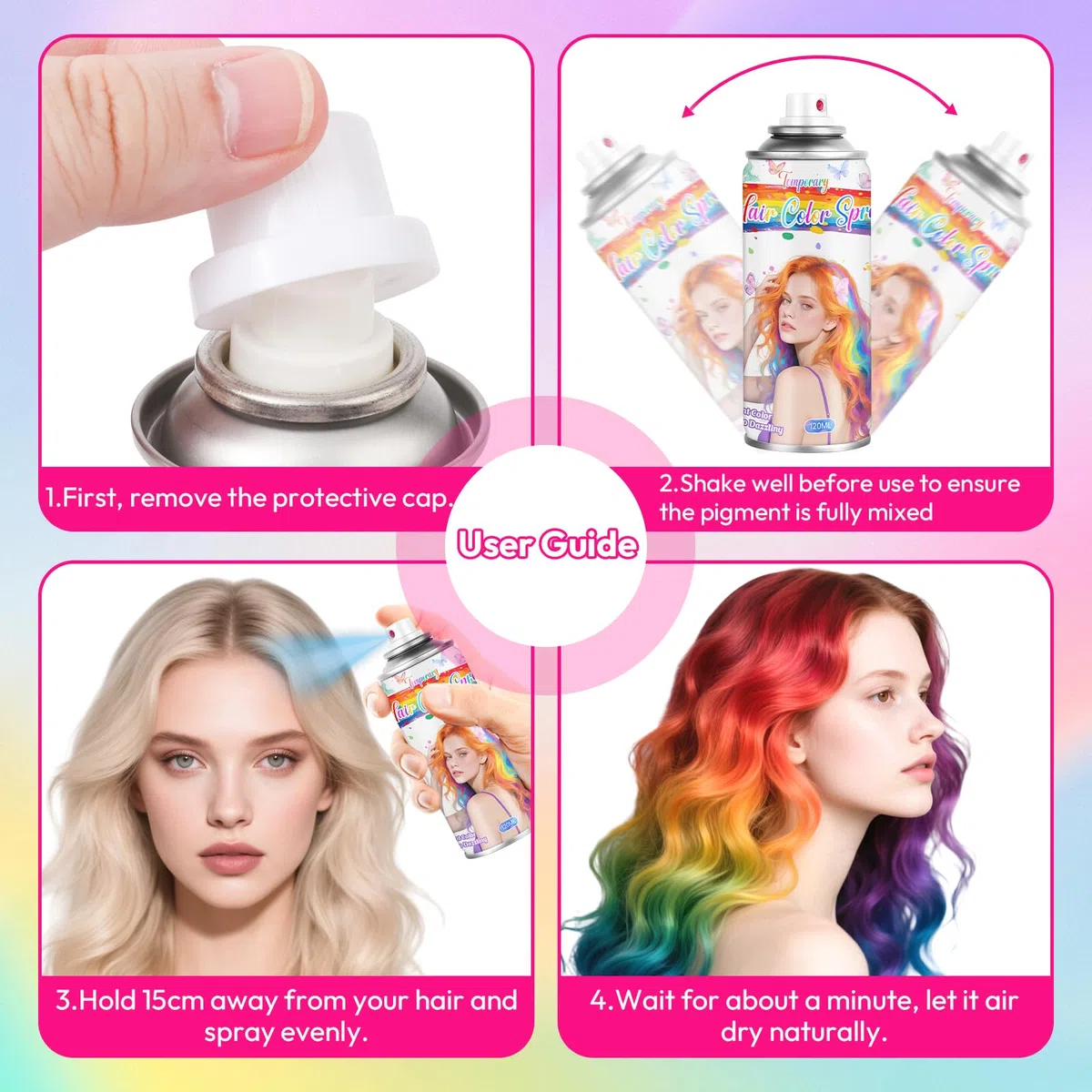Spray per Capelli Temporaneo Bianco Puro - Colore per Effetti Artistici, Personaggi da Anime, Fata delle Nevi e Tema Fantasy per Cosplay e Halloween (120 ml)