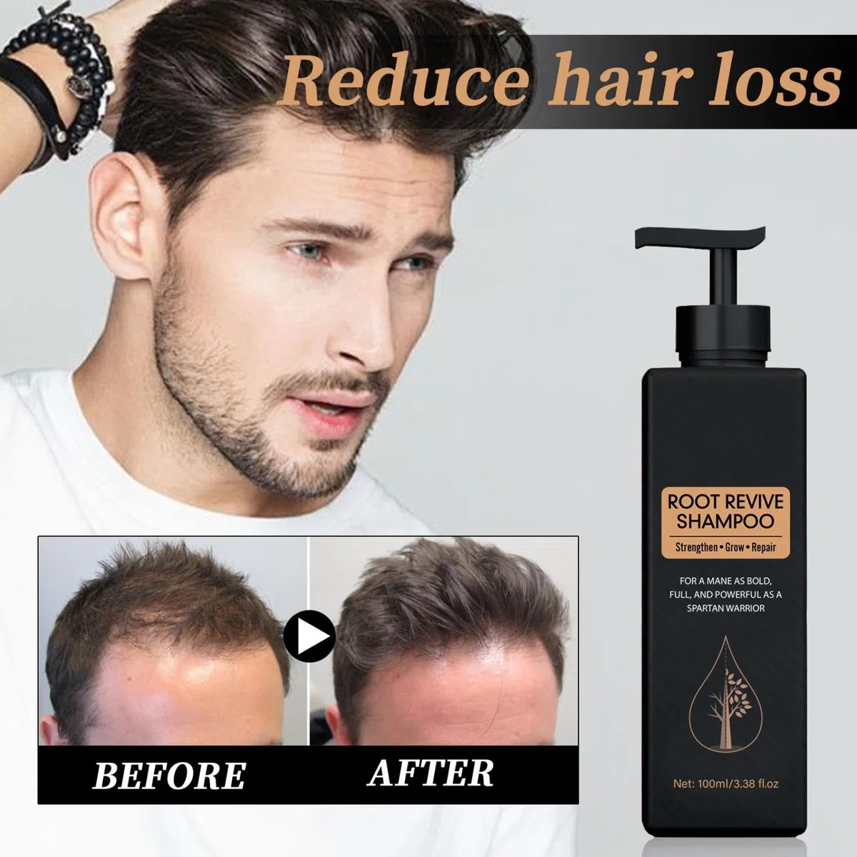 Hair Growing Shampoo, Shampoo Natural Hair Regrowth per uomo e donna, shampoo attivo per capelli Smooth Strong Repair Conditioning Shampoo (3 pezzi)