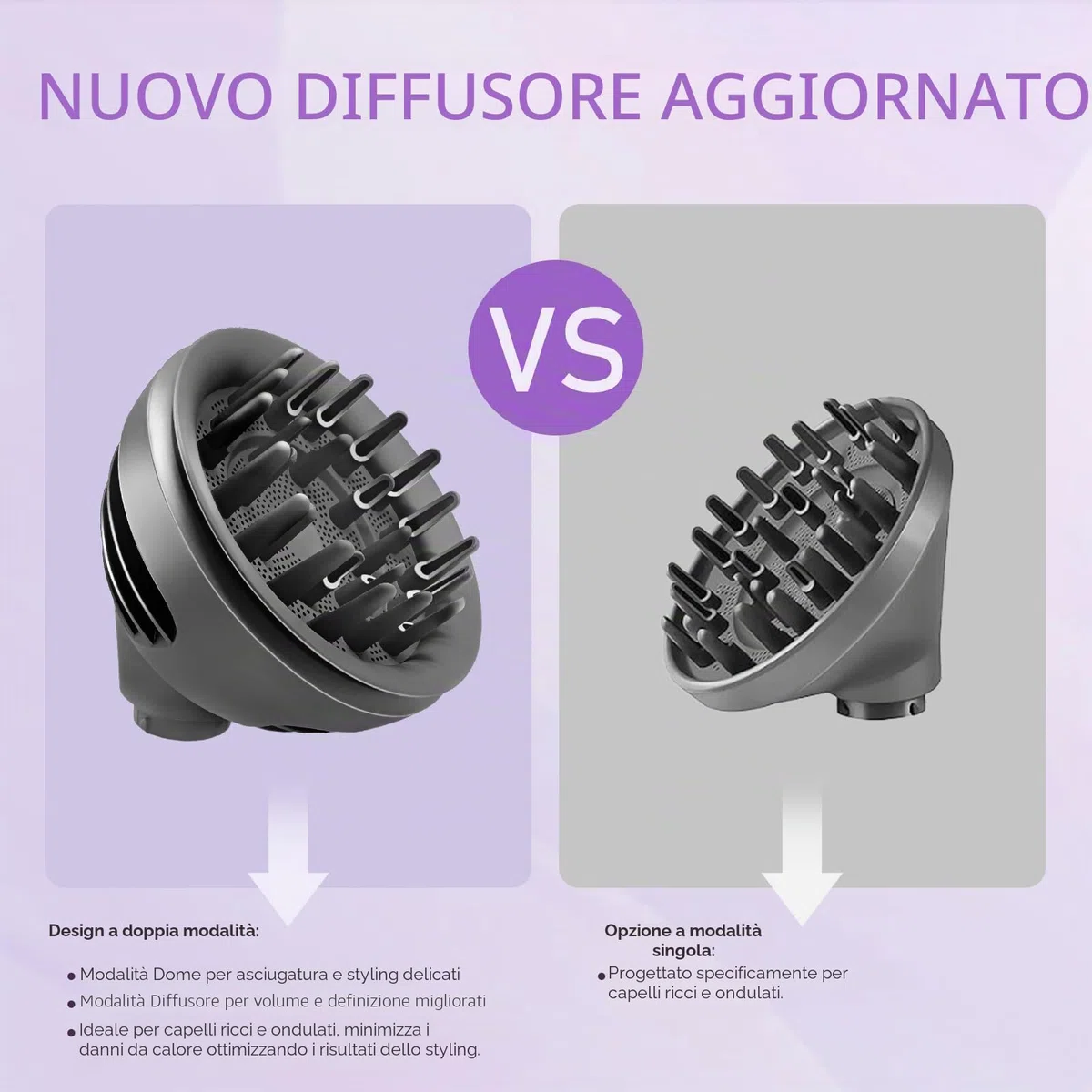 Accessori Diffusore per Dyson Airwrap Styler HS01 HS05 HS08, Convertibili per Styler in asciugacapelli, modalità diffusore + modalità cupola, accessorio ugello diffusore