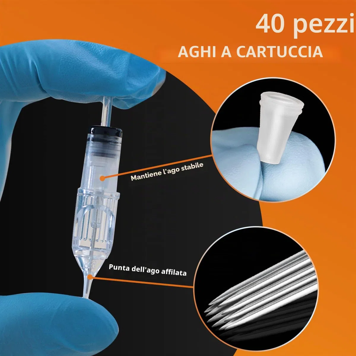 40Pcs Aghi Tattoo Cartucce RL Misto, Unihuby Cartuccia Aghi per Tatuaggi Round Liner Misto 3RL 5RL 7RL 9RL Aghi Tatuaggi Round Liner Mix 0.3mm