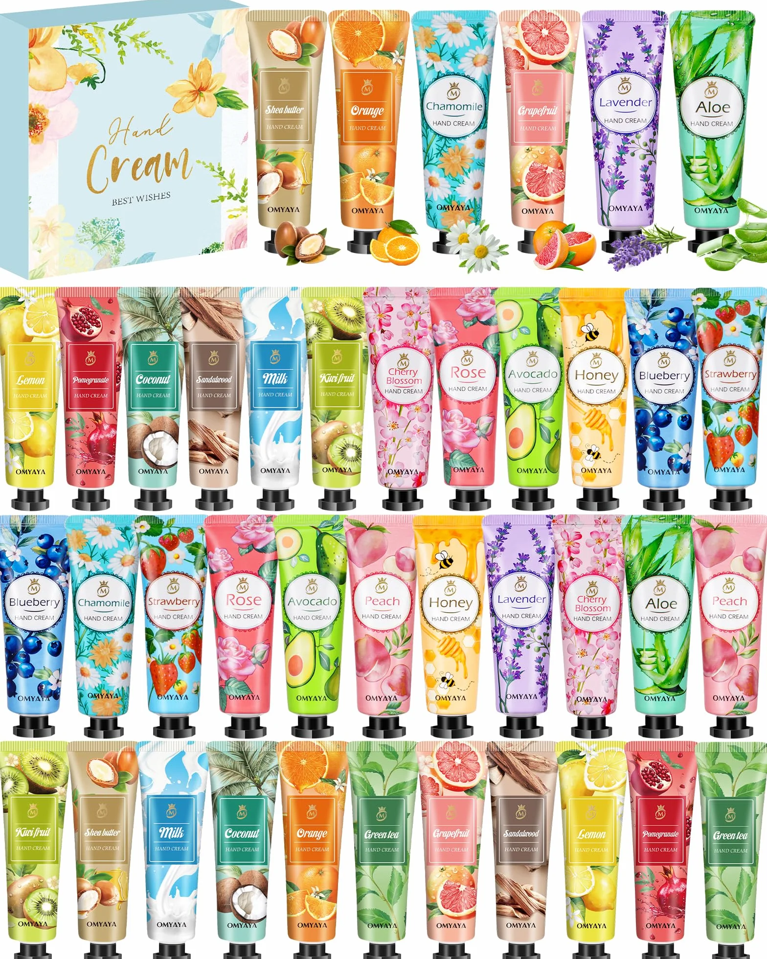 40 Pezzi Mini Crema Mani Idratante Regalo per Donna,Hand Cream per Mani Normali e Secche, Trattamento Quotidiano per le Mani,Set Regalo da Donna, Festa Della Mamma, Compleanno, Natale