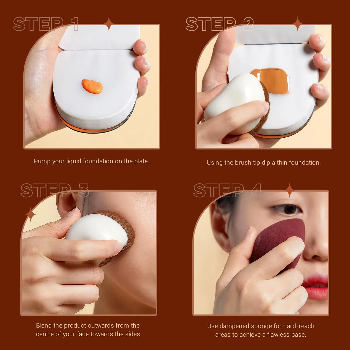 Jessup Pennello per fondotinta con spugna per trucco 1pc Pennello Kabuki per cosmetici liquidi, in crema o in polvere per il viso, T882