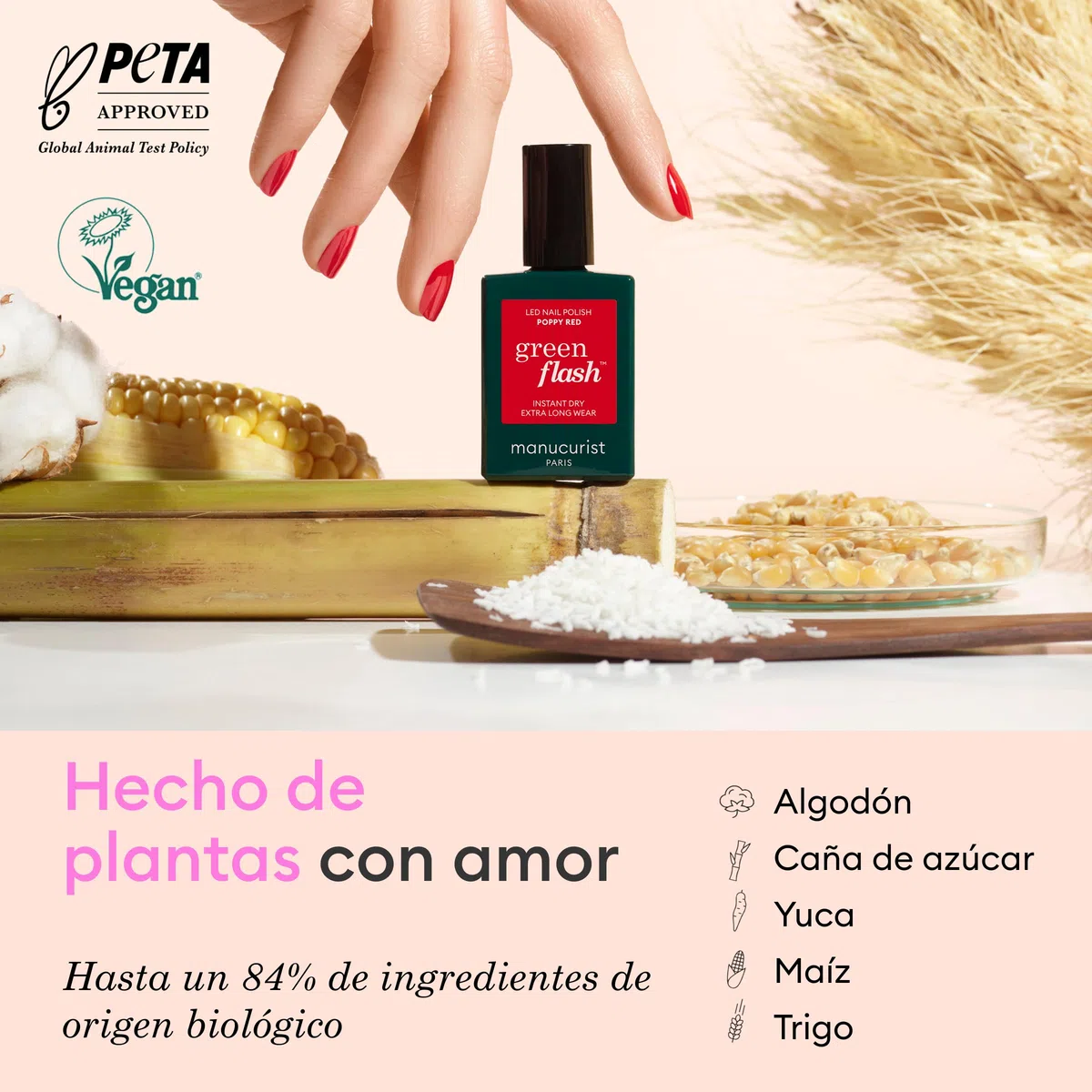 Manucurist Smalto Semipermanente Unghie Bianco Lattiginoso Green Flash Milky White - Gel Unghie - 12-free, bio-based (84%) - Manicure Professionale - Made in France - 15 ml