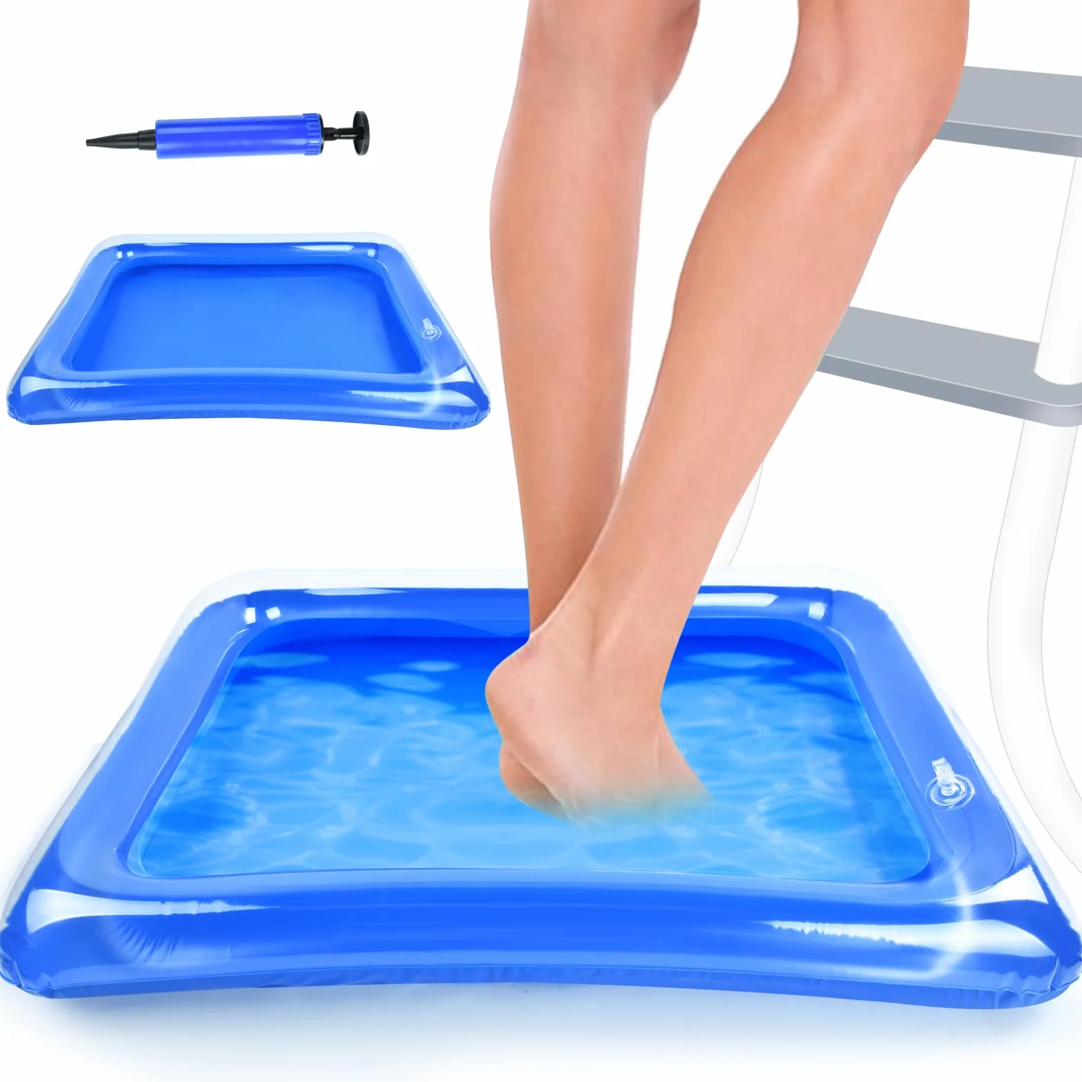 Pediluvio e Piscina Gonfiabile, Bacino per Pediluvio 60 x 45 CM, con Pompa per Scale di Ingresso, Spa, Accessori per Piscine Fuori Terra