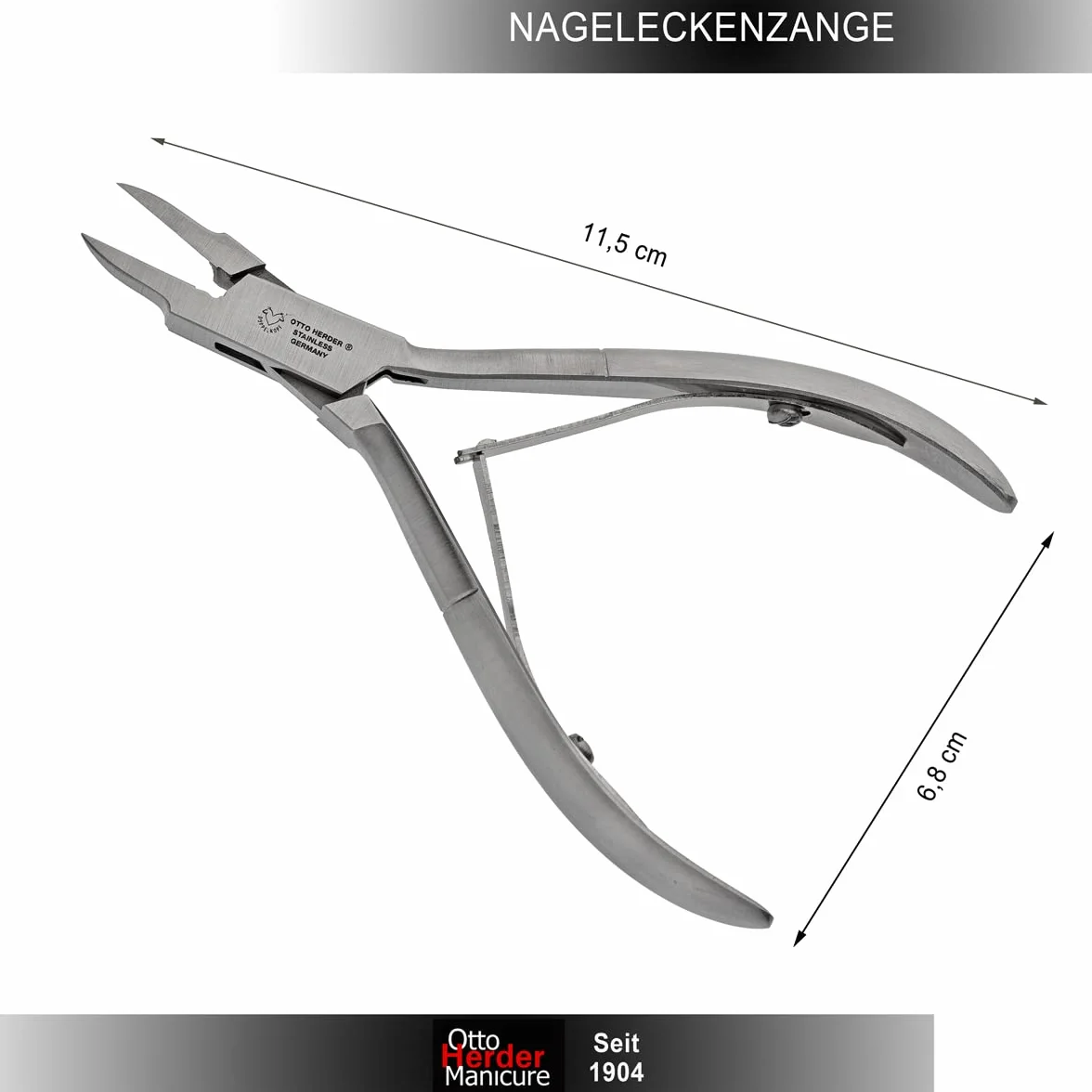 OTTO HERDER – Pinza angolare 11,2 cm antiruggine per la cura dei piedi – Pinza per unghie appuntita con lama sottile appositamente progettata per unghie incarnite