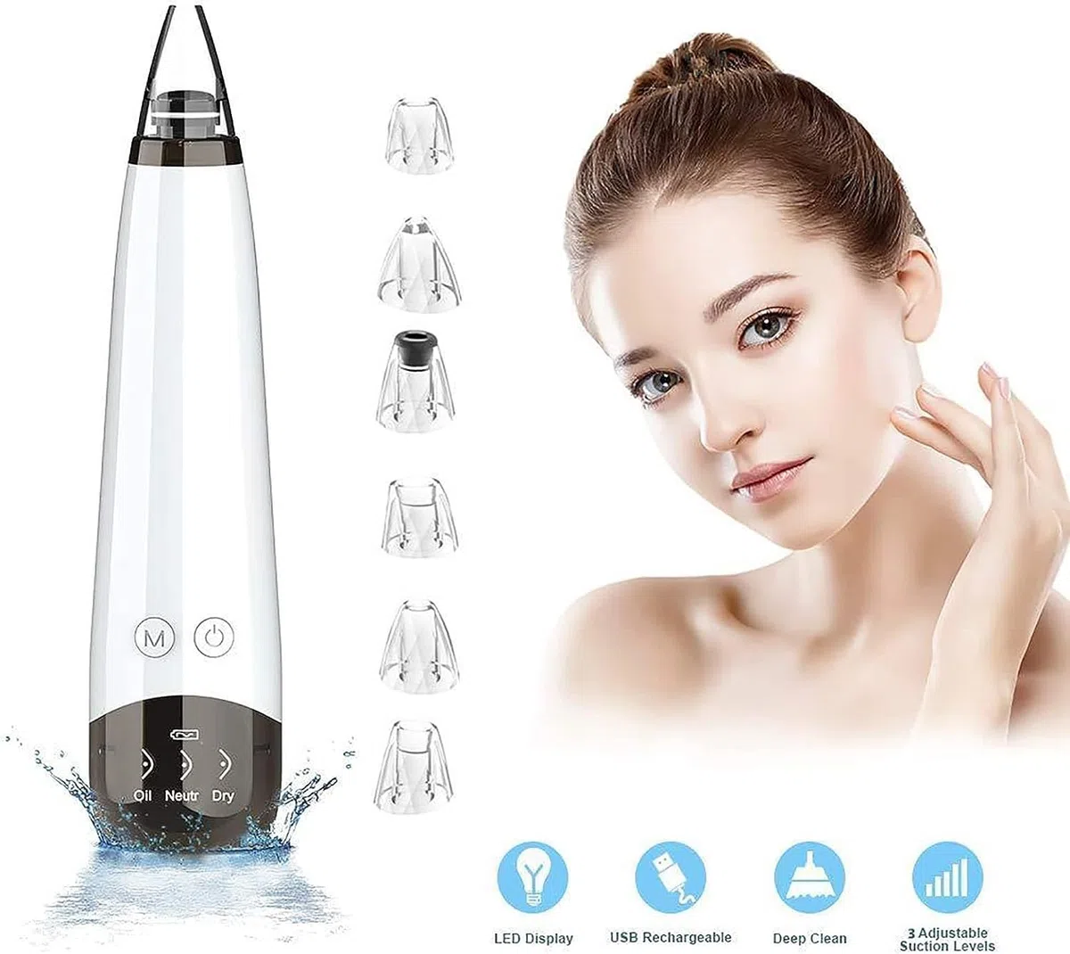 Pore Extractor for Blackhead Removal - Pimple Extractor for Facial Cleansing, Blackhead Suction Tool, Facial Pore Cleaner, Tool for Pu Extractor