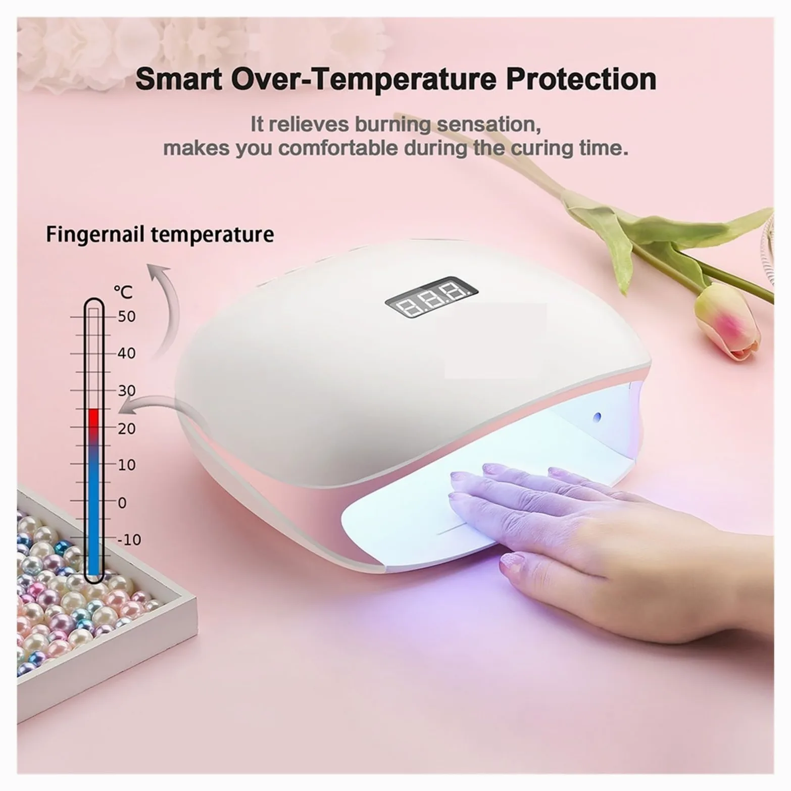 Lampada per Unghie a LED Lampada per Unghie 48W UV LED Asciugatore per Unghie per la polimerizzazione dei gel Smalto con Sensore Intelligente per Manicure Attrezzature per Saloni di Arte della Luce