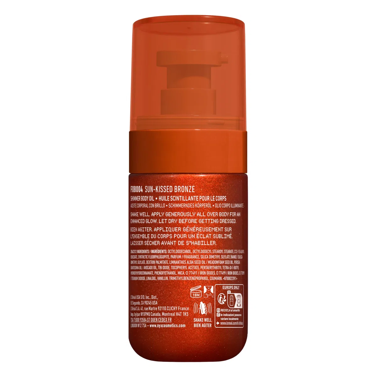 NYX Professional Makeup, Olio Corpo, Pelle Morbida e Idratata, Effetto Luminoso, Texture Leggera, Infuso con Olio di Avocado e Vitamina E, Fat Oil Body Oil, Shade: Caramelt Mami, 70 ml