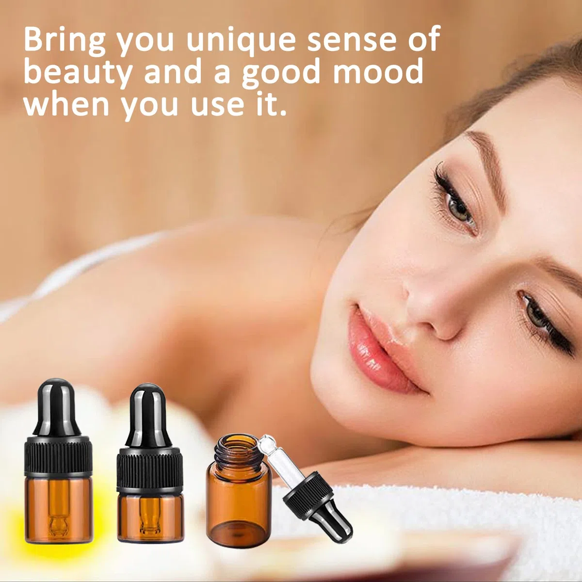 24 flaconcini contagocce in vetro ambrato da 1 ml, vuoti, con pipette contagocce, tappo in plastica, ricaricabili, piccoli contenitori per oli essenziali, profumi, cosmetici e liquidi