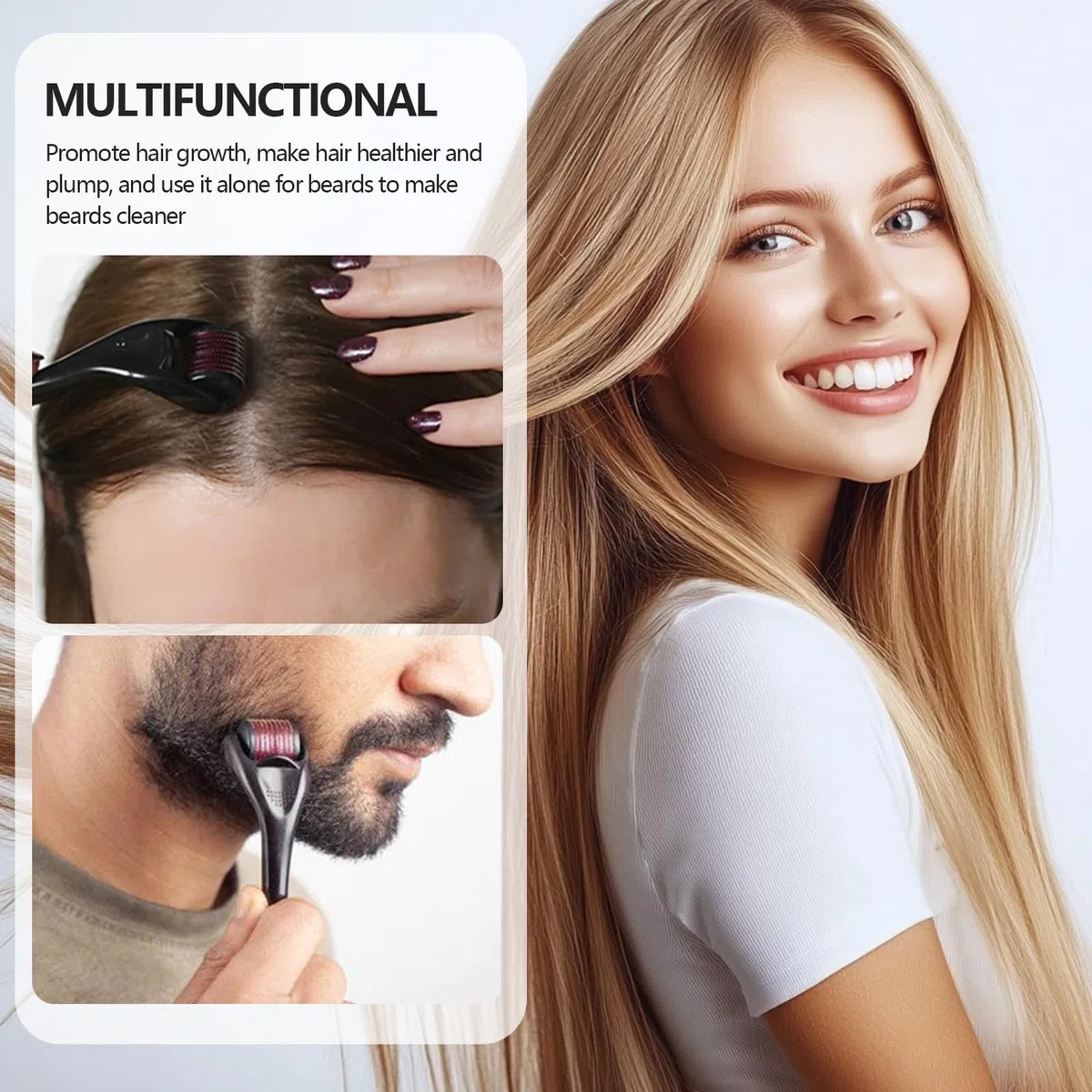 Kit crescita capelli Con Roller Set, Siero per La Crescita Dei Capelli, 60 ml siero per la crescita dei capelli, per Capelli Più Spessi, Lunghi per Uomini Donne