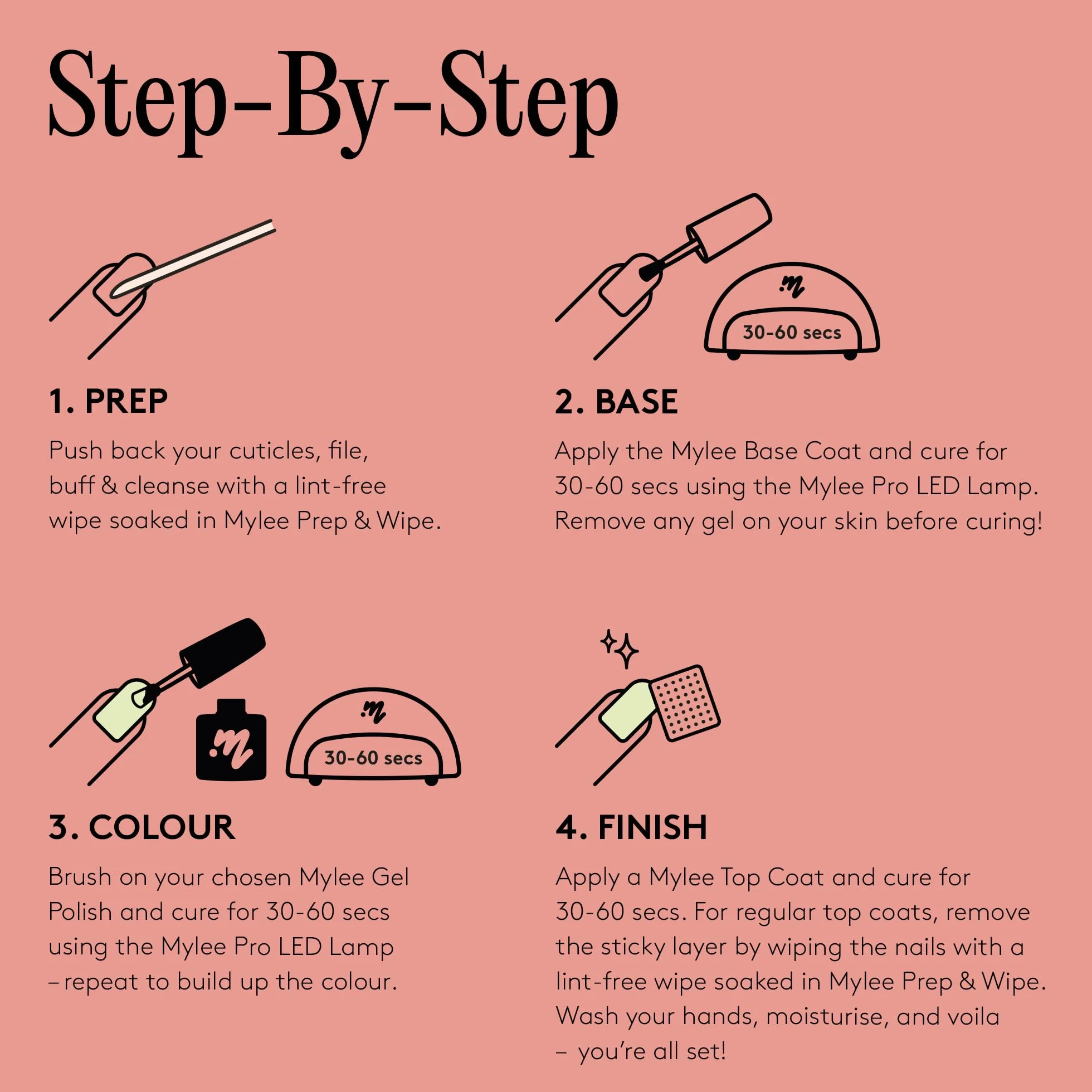 Mylee Base Coat e No-Wipe Top Coat Senza Dispersione per Smalto Unghie Gel Semipermanente 2x10ml UV/LED Nail Art, Manicure Pedicure per uso Domestico e Professionale, Lunga durata, Facile da applicare