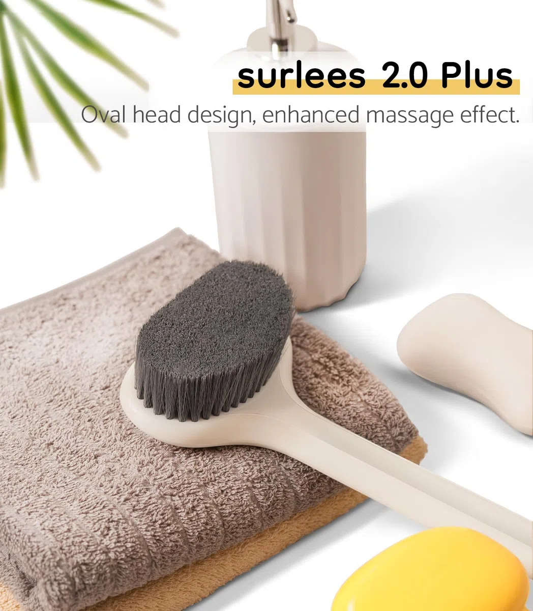 surlees Spazzola per doccia, bagno e corpo per anziani, uomini e donne, 15 pollici / 38 cm (Arancione, soft-6)