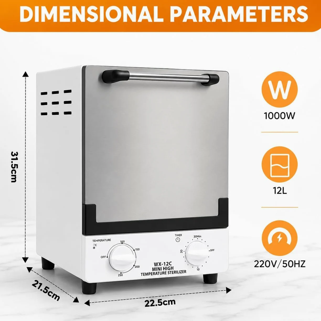 Sterilizzatore a infrarossi da 12 litri con timer e 4 impostazioni di