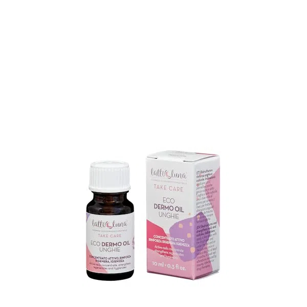 Latte e Luna Eco Dermo Oil Unghie Concentrato Attivo Rinforza Rigenera Igienizza Unghie e Cuticule 10 ml Linea Take Care