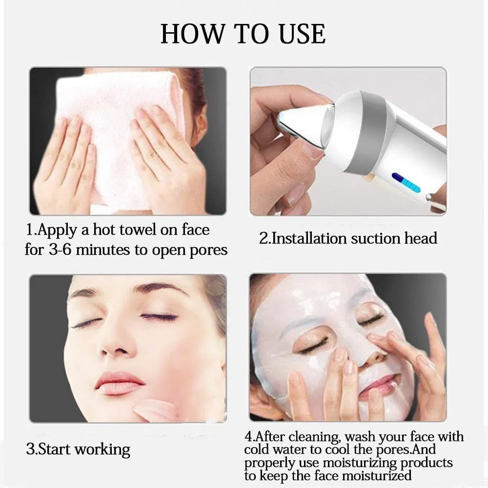 ESHINEDE Blackhead Vacuum Cleaner for Blackheads Blackhead Extractor for Acne Blackhead Removal Tool USB Rechargeable with 4 Probes for Facial Skin