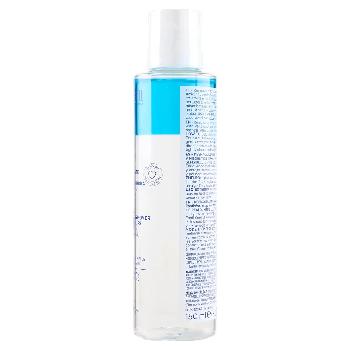 Rilastil Skin Reset Struccante Bifasico Occhi e Labbra, Rimozione Trucco Waterproof, con Pantenolo e Niacinamide, 150 ml