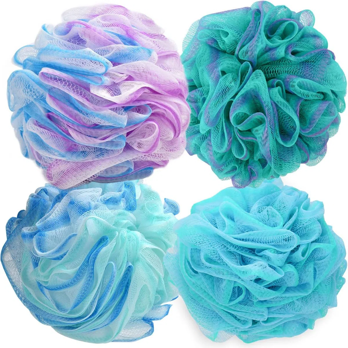 Spugna da doccia in luffa da 75 g/pz extra large spugna doccia scrunchie body puff doccia esfoliante spugna da bagno per adulti (set di 4) fiore col