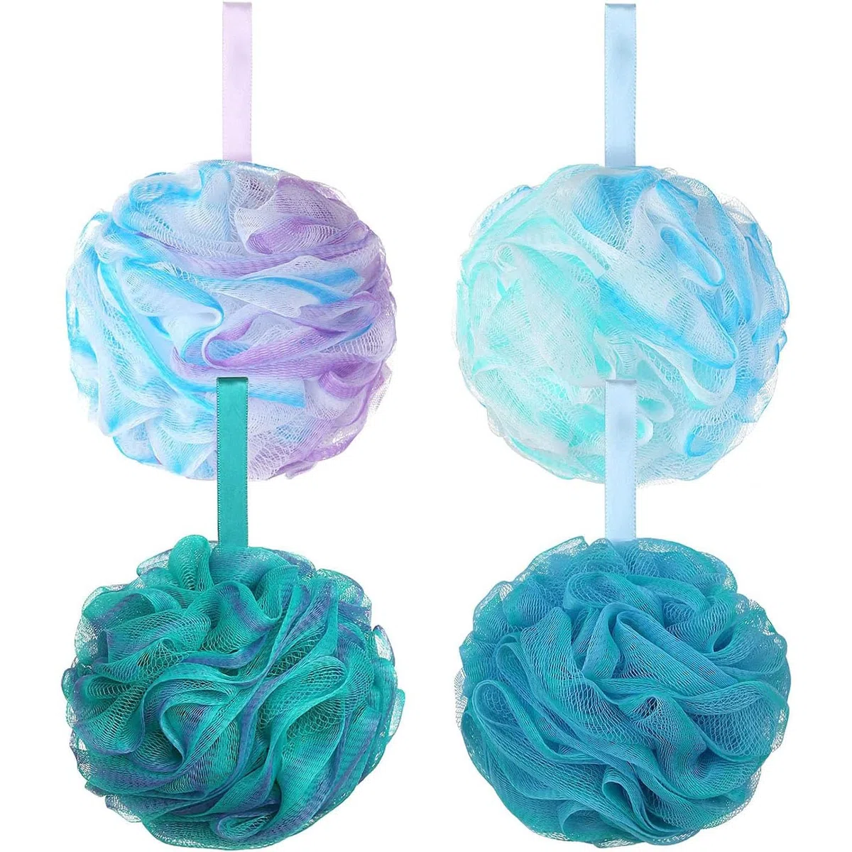Spugna da doccia in luffa da 75 g/pz extra large spugna doccia scrunchie body puff doccia esfoliante spugna da bagno per adulti (set di 4) fiore col