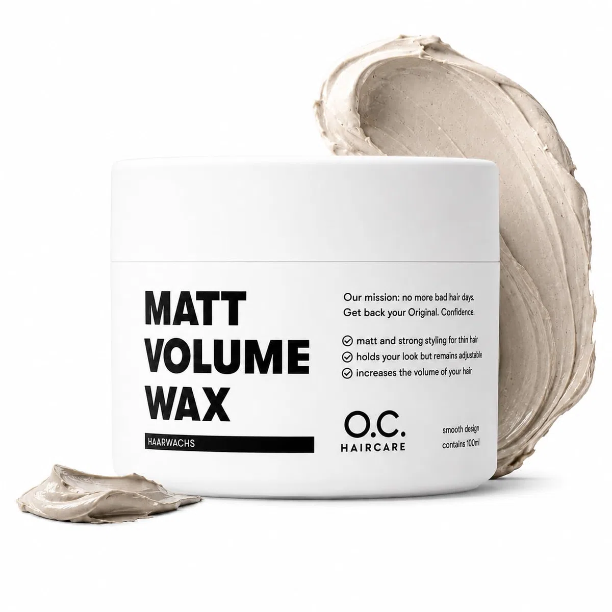 O.C. HAIRCARE Cera Matt Volumizzante – Cera per capelli con forte volume per uomini - 30 giorni di prova senza rischi - texture opaca, lucentezza sana e forte tenuta - non appiccica - ideale per
