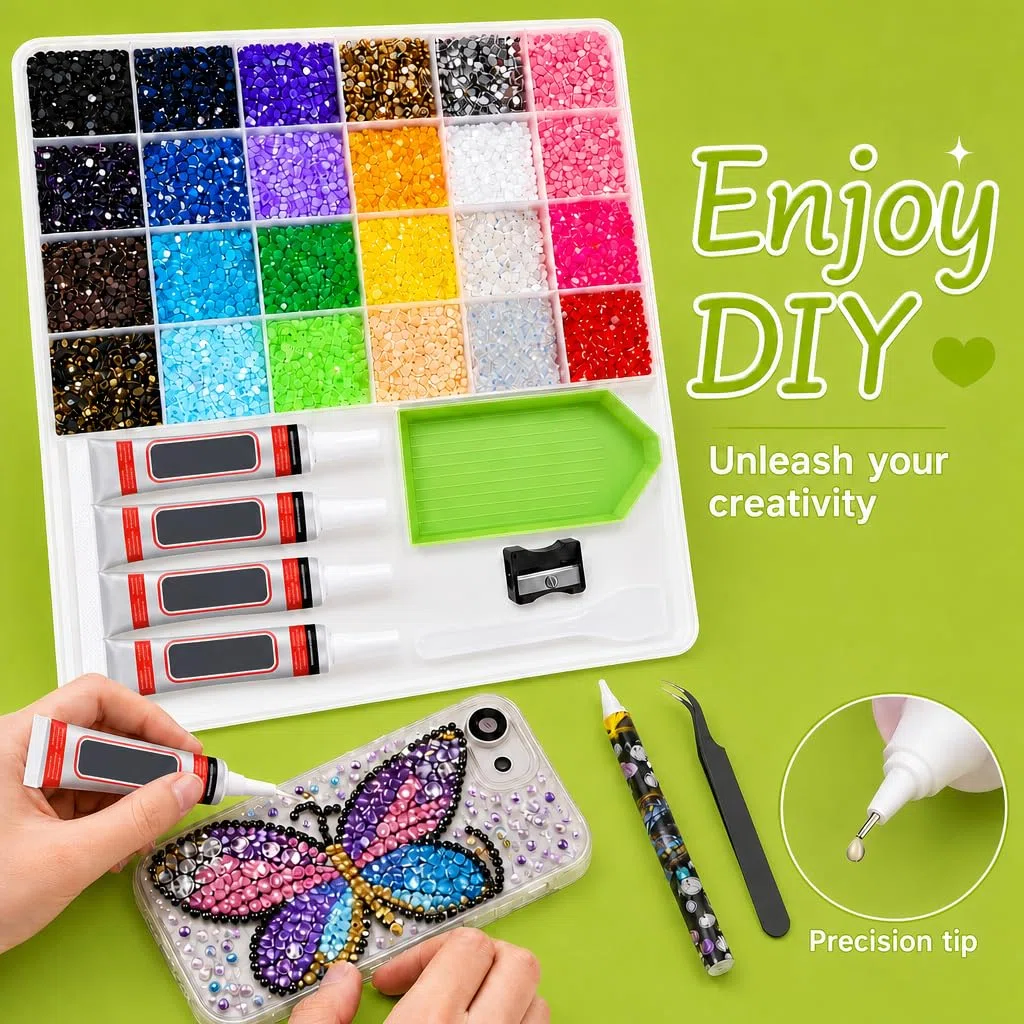 Strass Unghie da 3mm, Bedazzling Kit, 24 Colori, Piatti | Strass per Nail Art con 5 Strumenti, tra cui Penna e Pinzette, Adatti per Bricolage, Nail Art, Vestiti e Pittura Facciale