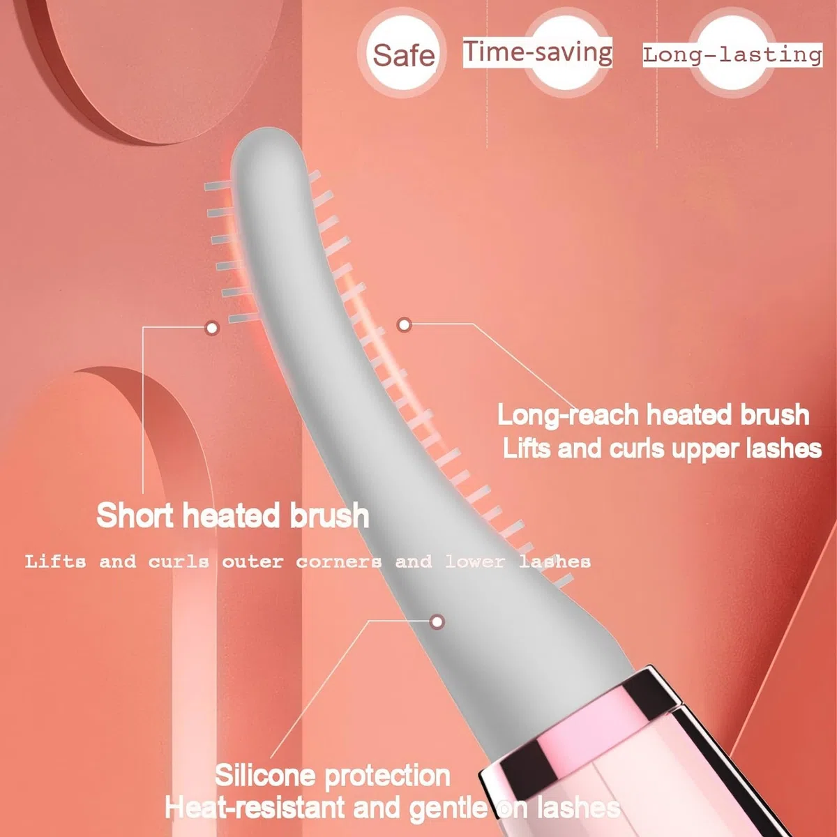 Piegaciglia Elettrico Riscaldato Ricaricabile - Piegaciglia Termico con 3 Modalità di Temperatura e Riscaldamento Rapido, Arricciatura Naturale a Lunga Durata per Donna, Design Sicuro USB