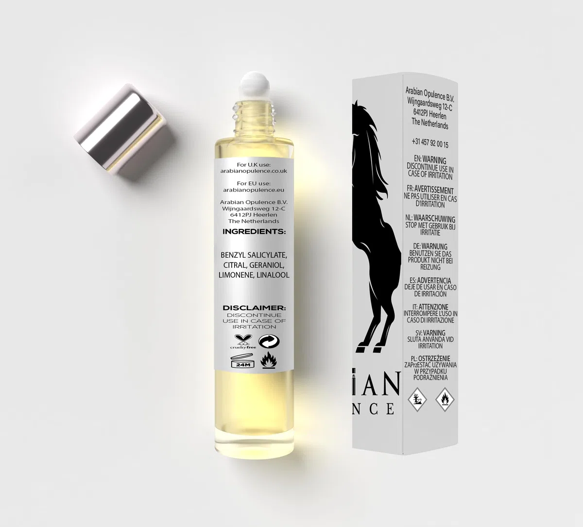 Arabian Opulence FR5 AMBER OUD - Olio profumato roll-on, profumo concentrato per il corpo, profumo a base di olio a lunga durata, unisex, formato da viaggio, senza alcool (15 ml)
