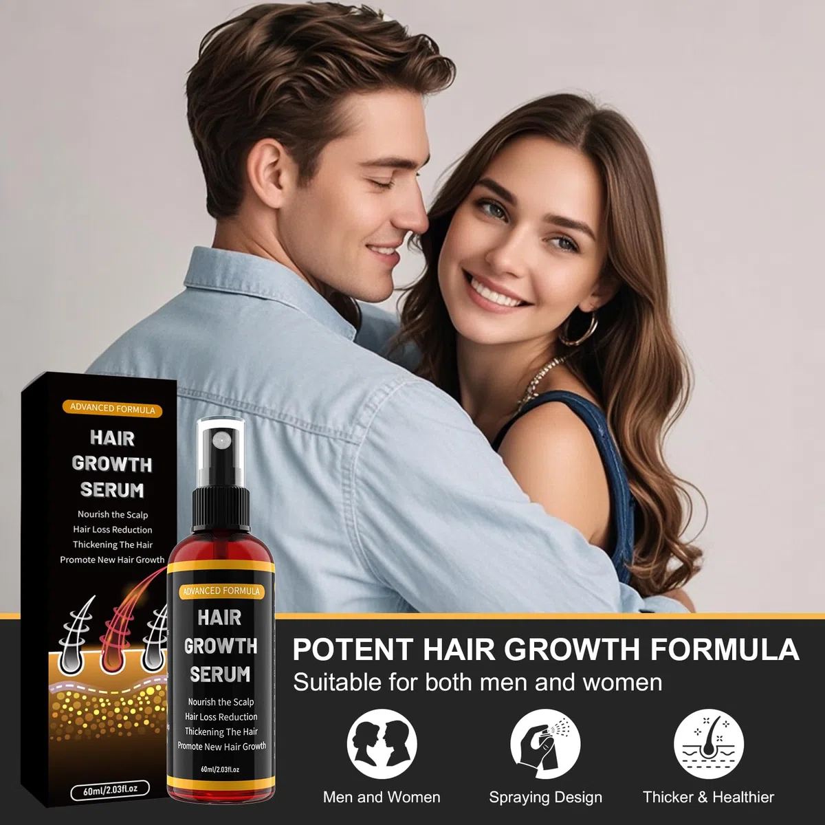 Siero per la crescita dei capelli, spray per uomo/donna, per accelerare la crescita dei capelli, previene la caduta dei capelli, con biotina e rosmarino per olio per la crescita dei capelli, olio per