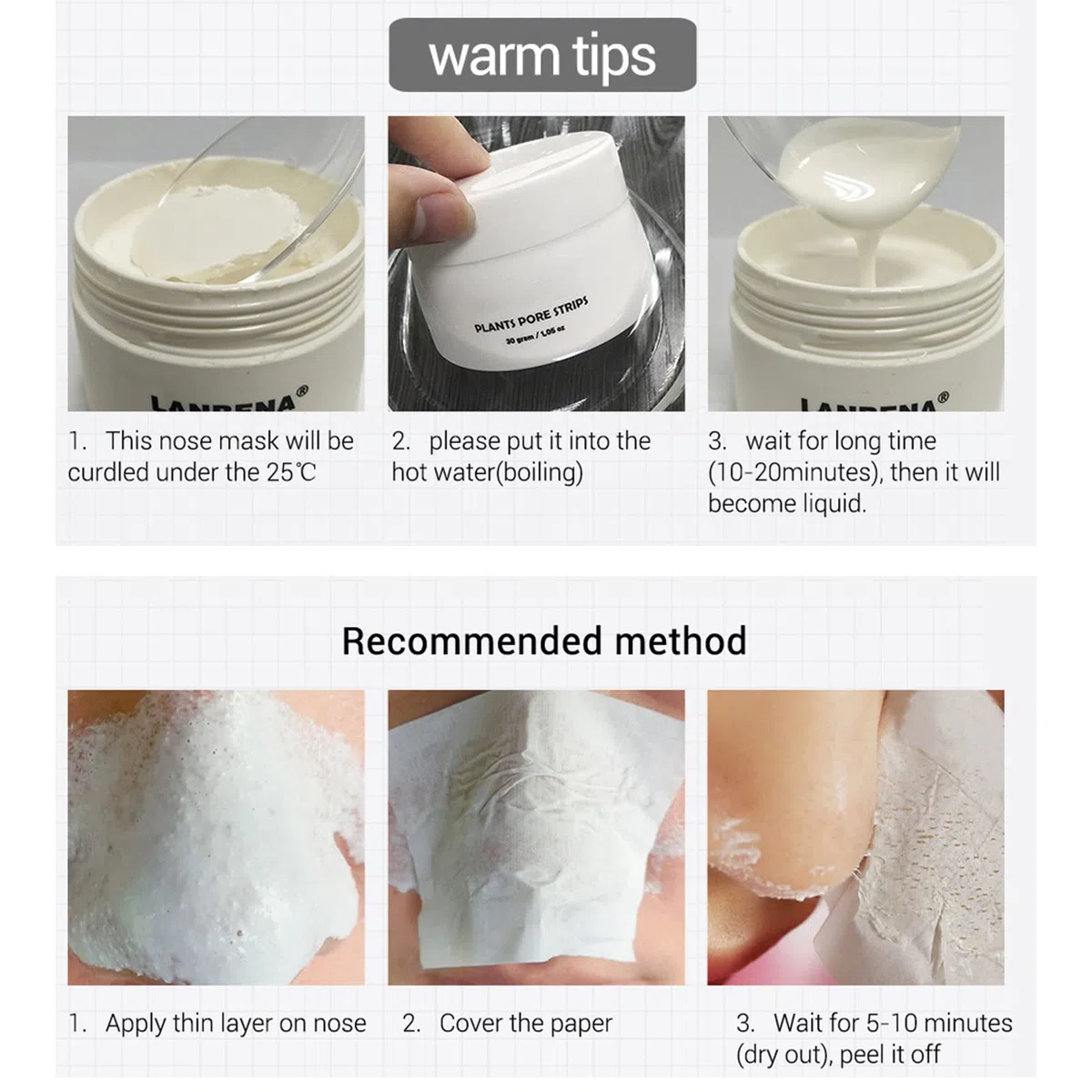 Maschera Punti Neri Rimozione, Blackhead Remover, per Viso, Cerotti Naso, Strisce Rimuovi Punti Neri, Deep Cleansing Pore Strips With 60 Sheets Papers, 30g